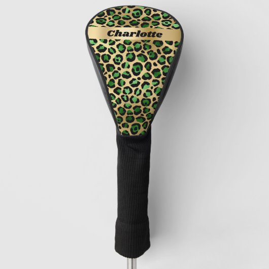 Leopard Smaragdgrüner Gepardenname Golf Headcover (Vorderseite)
