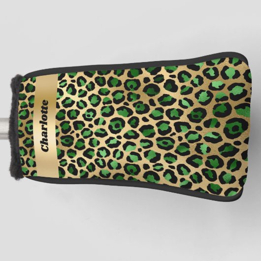 Leopard Smaragdgrüner Gepardenname Golf Headcover (Vorderseite)