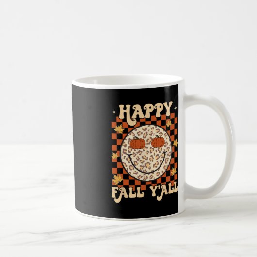 Leopard Smile Face Happy Fall Y'all Retro Groovy A Kaffeetasse (Rechts)