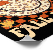 Leopard Smile Face Happy Fall Y'all Retro Groovy A Poster (Ecke)