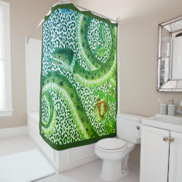LEOPARD SNAKE IN GREEN DUSCHVORHANG
