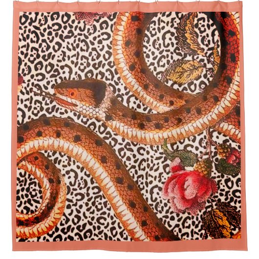 LEOPARD SNAKE IN PEACH DUSCHVORHANG (Vorderseite)