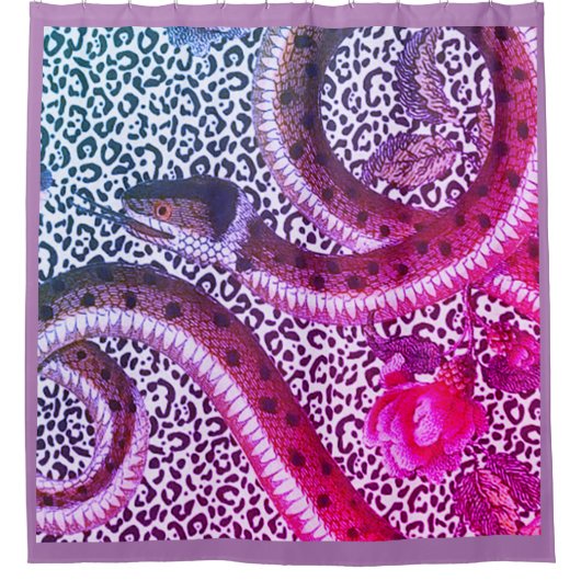 LEOPARD SNAKE IN VIOLET DUSCHVORHANG (Vorderseite)