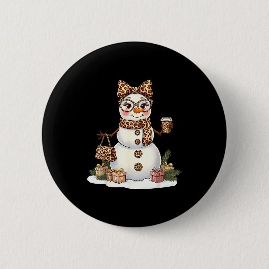 Leopard Snowman With Sungles Funny Christmas Women Button (Vorderseite)