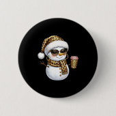 Leopard Snowman With Sungles Funny Christmas Women Button (Vorderseite)