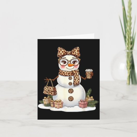Leopard Snowman With Sungles Funny Christmas Women Karte (Vorderseite)