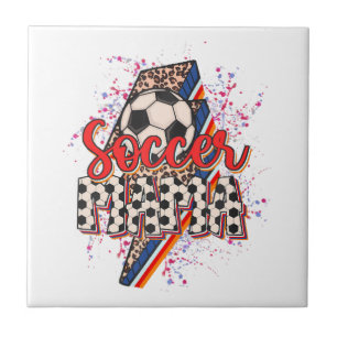 Leopard Soccer Mama Lightning Bolt Sport Mama Moth Fliese