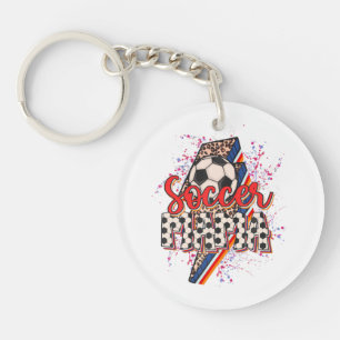 Leopard Soccer Mama Lightning Bolt Sport Mama Moth Schlüsselanhänger
