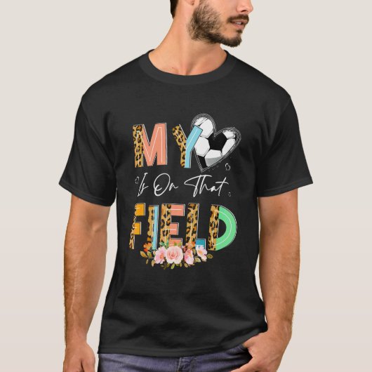 Leopard Soccer Mama mein Herz ist auf diesem Feld  T-Shirt (Vorderseite)