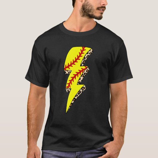Leopard Softball Lightning Bolt Game Day Mama Moth T-Shirt (Vorderseite)
