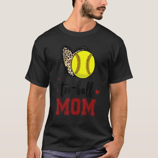 Leopard Softball Mama Ball Mama Herzenslust Mutter T-Shirt (Vorderseite)