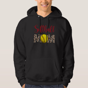 Leopard Softball Mama Softball Game Day Vibes Moth Hoodie