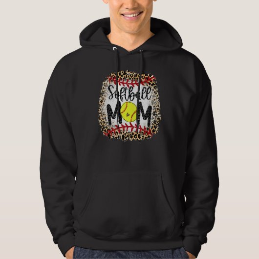 Leopard Softball Mama Softball Game Day Vibes Moth Hoodie (Vorderseite)