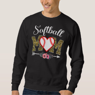 Leopard Softball Mama Softball Game Day Vibes Moth Sweatshirt