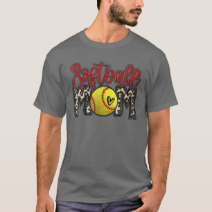 Leopard Softball Mama Softball Game Day Vibes Moth T-Shirt