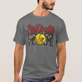 Leopard Softball Mama Softball Game Day Vibes Moth T-Shirt