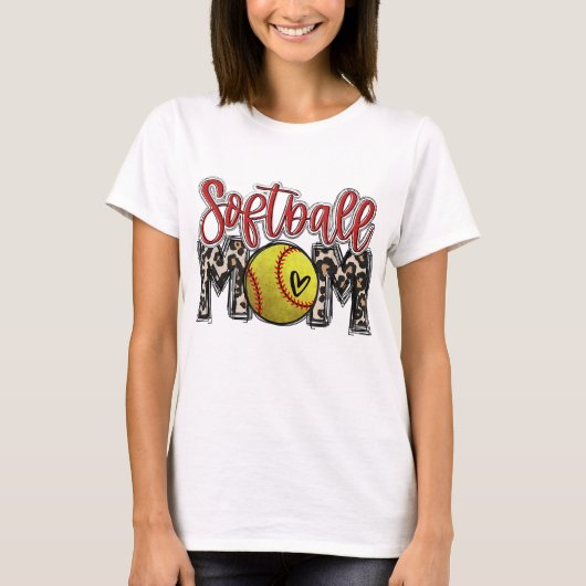 Leopard Softball Mama Softball Game Day Vibes Moth T-Shirt (Vorderseite)