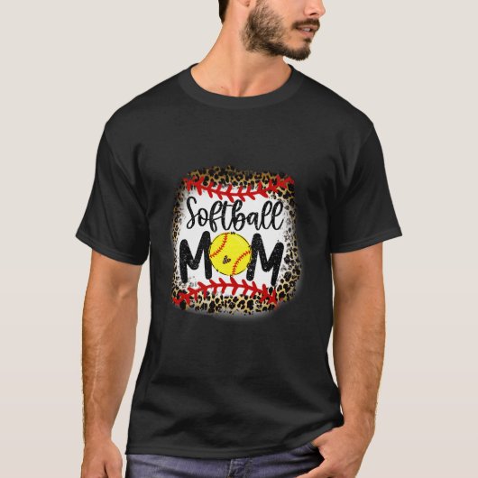 Leopard Softball-Mama Softball-Mama T-Shirt (Vorderseite)