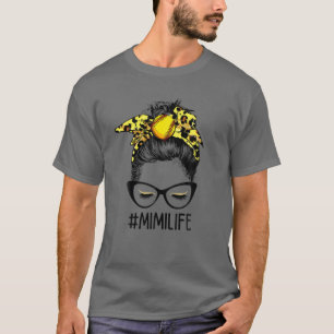 Leopard Softball Mimi Life Messy Bun Game Day Moth T-Shirt