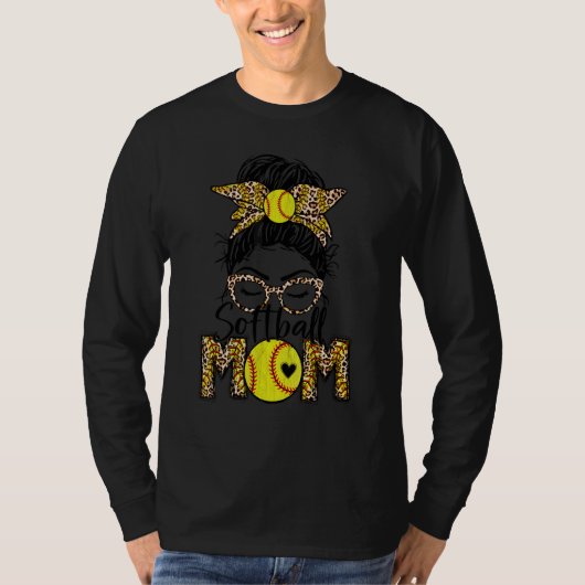 Leopard Software Mama Game Day Messy Bun T-Shirt (Vorderseite)