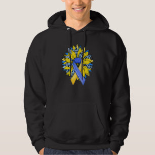 Leopard Sonnenblume Blau Gelbes Band Down-Syndrom Hoodie