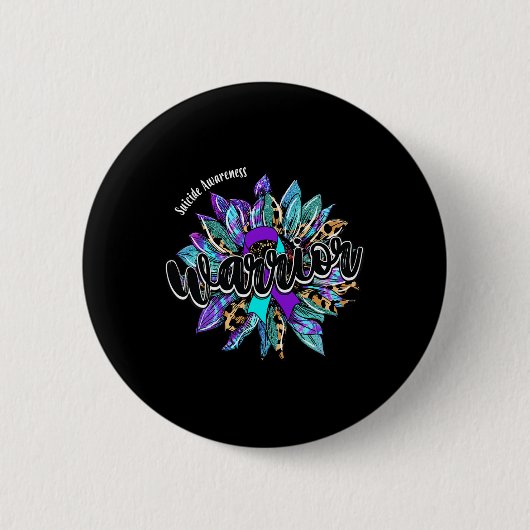 Leopard Sonnenblume Krieger Selbstmordgedanken Button (Vorderseite)