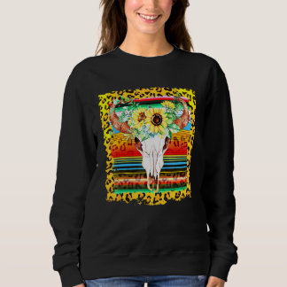 Leopard Sonnenblume Kuh Bull Skull Boho Cogirl Rod Sweatshirt