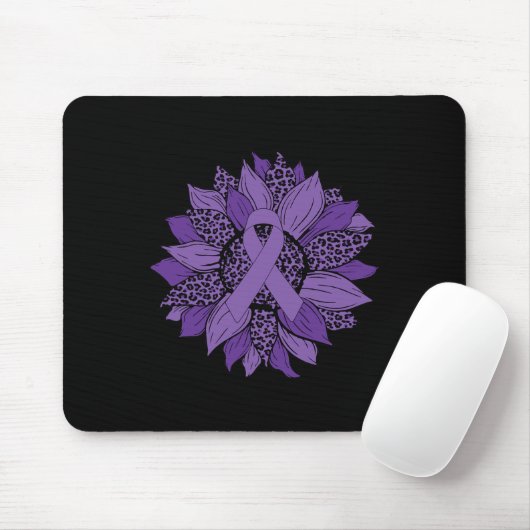 Leopard Sonnenblume Lila Ribbon Fibromyalgia Aware Mousepad (Mit Mouse)