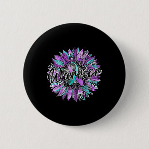 Leopard Sonnenblumen Krieger Aquamarin und Lila Se Button
