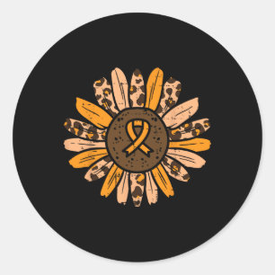Leopard Sonnenblumen Orangenblütenkrebs Leukämie A Runder Aufkleber