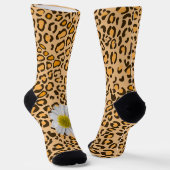 Leopard-Sonnenblumen-Rustikale-Blumenmode-Socken Socken (Gewinkelt)