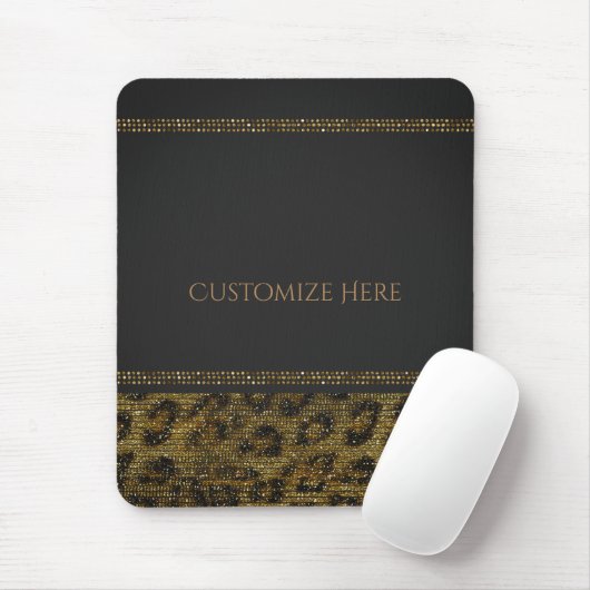 Leopard Sparkle Sequins Glam Chic Modern Bling Mousepad (Mit Mouse)