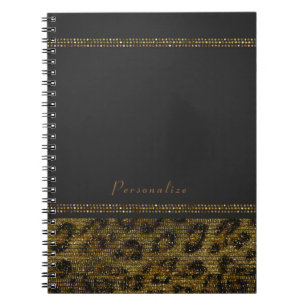 Leopard Sparkle Sequins Glam Chic Modern Cheetah Notizblock