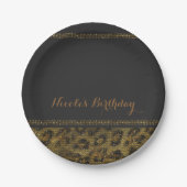 Leopard Sparkle Sequins Glam Chic Modernes Party Pappteller (Vorderseite)