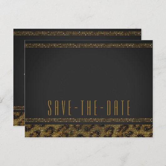Leopard Sparkle Sequins Glam Chic Save the Date Ankündigungspostkarte (Vorne/Hinten)