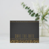 Leopard Sparkle Sequins Glam Chic Save the Date Ankündigungspostkarte (Stehend Vorderseite)