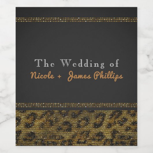 Leopard Sparkle Sequins Glam Chic Weinmarken Weinetikett (Einzelnes Label)