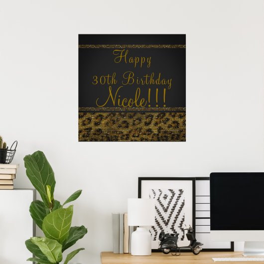 Leopard Sparkle Sequins Glam Party Poster Banner (Heimbüro)