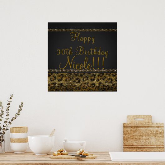 Leopard Sparkle Sequins Glam Party Poster Banner (Küche)