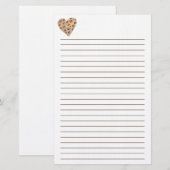 Leopard Sports Heart Lined Stationery Briefpapier (Vorne/Hinten)