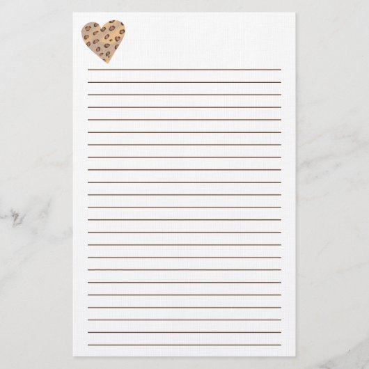 Leopard Sports Heart Lined Stationery Briefpapier (Vorderseite)