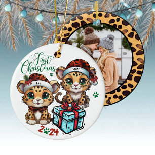 Leopard Spot Cat Animal Print First Christmas 🐾 � Keramik Ornament