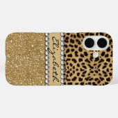 Leopard Spot Gold Glitter Rhinestone Case-Mate iPhone Hülle (Rückseite (Horizontal))