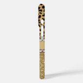 Leopard Spot Gold Glitter Rhinestone Case-Mate iPhone Hülle (Rückseite / Links)