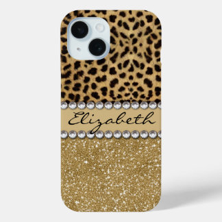 Leopard Spot Gold Glitter Rhinestone Case-Mate iPhone Hülle