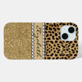 Leopard Spot Gold Glitter Rhinestone Case-Mate iPhone Hülle (Rückseite (Horizontal))