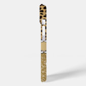 Leopard Spot Gold Glitter Rhinestone Case-Mate iPhone Hülle (Rückseite / Links)
