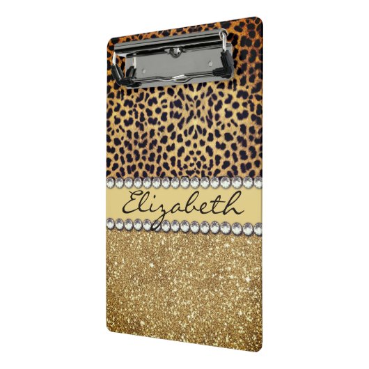 Leopard Spot Gold Glitzer Kristall Extravagant Mini Klemmbrett (Gewinkelt2)
