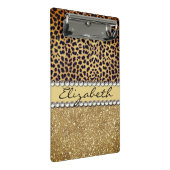 Leopard Spot Gold Glitzer Kristall Extravagant Mini Klemmbrett (Schrägansicht)