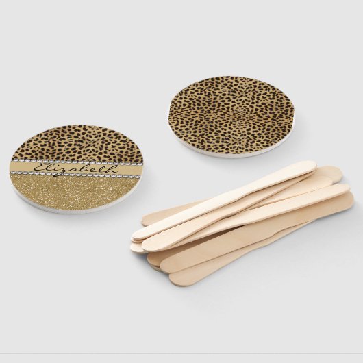 Leopard Spot Gold Glitzer Kristall Fächer (Non-assembled)